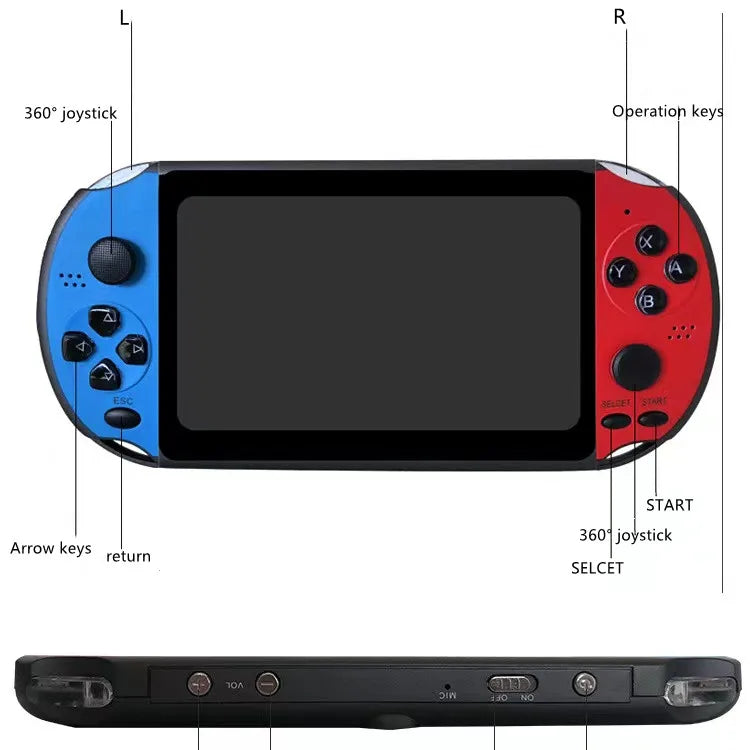 Retro Handheld Gaming Console - 500 Classic Games Built-In