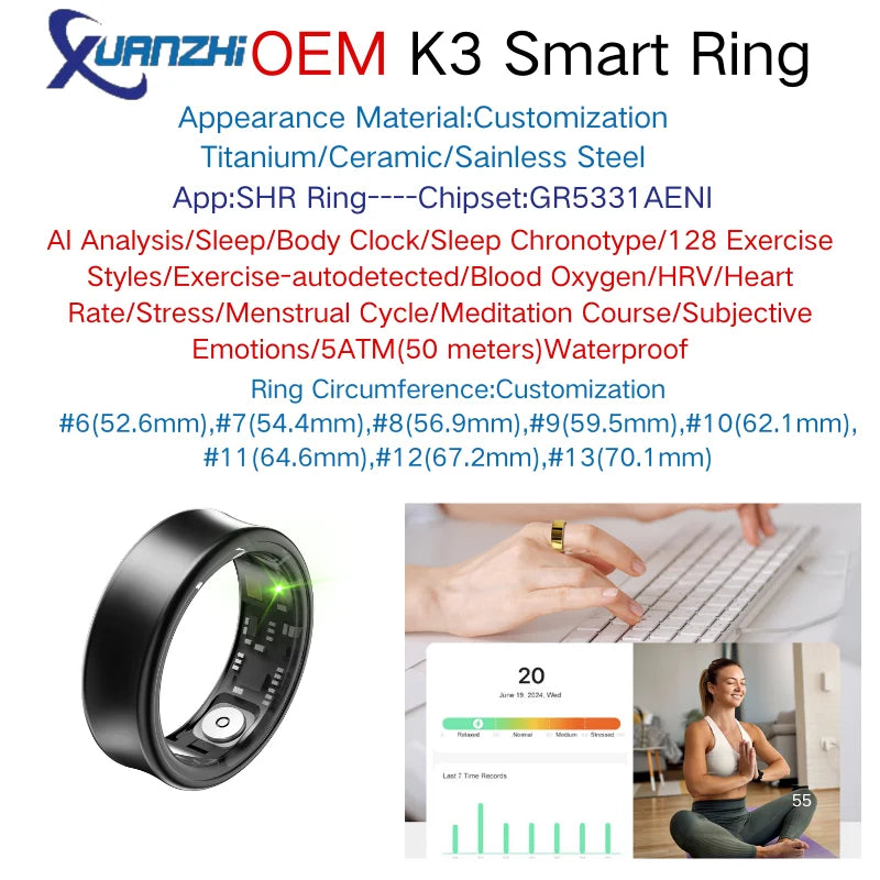 AI Health Ring - Heart Rate, Sleep & Activity Tracker