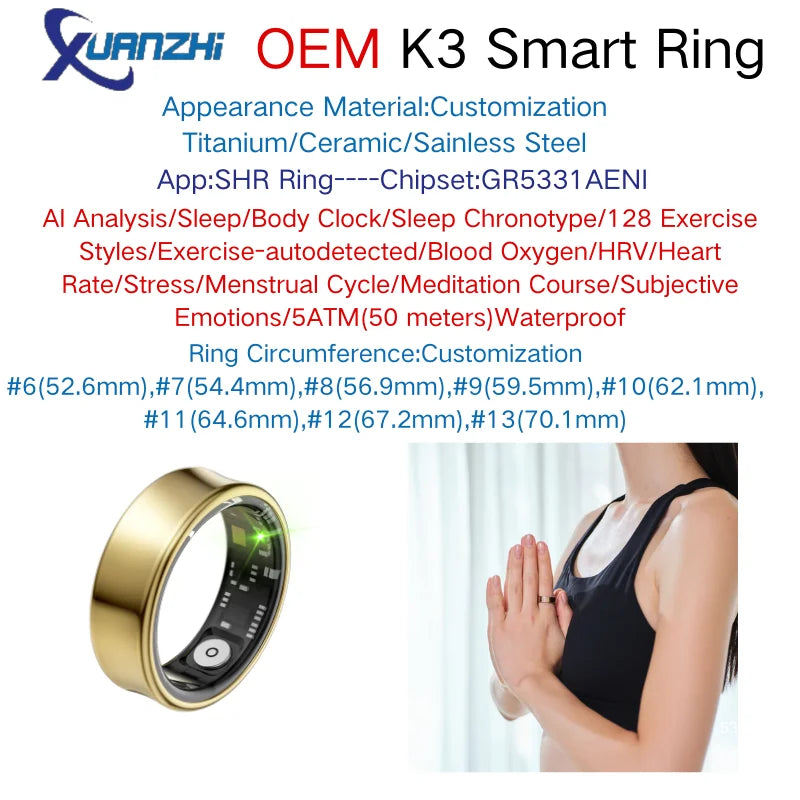 AI Health Ring - Heart Rate, Sleep & Activity Tracker