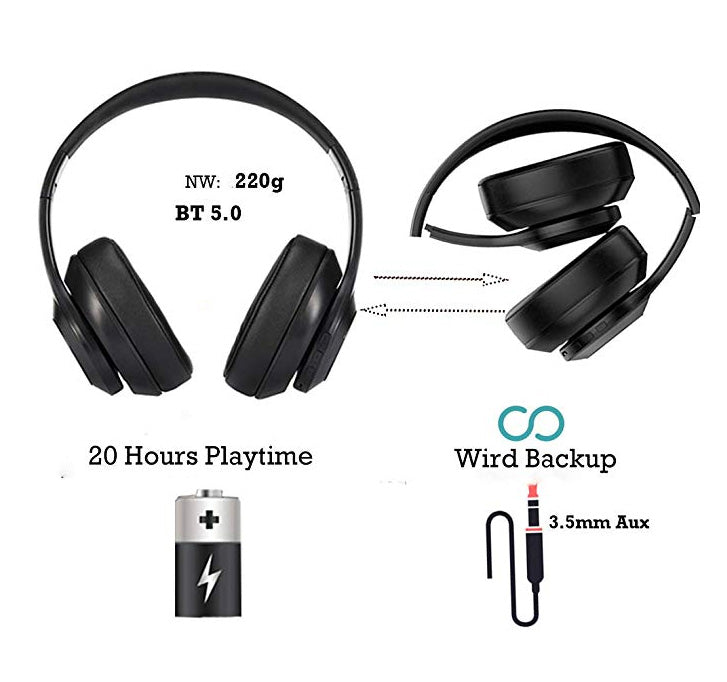 Bluetooth Over-Ear Headphones - Wireless Headset with Microphone
