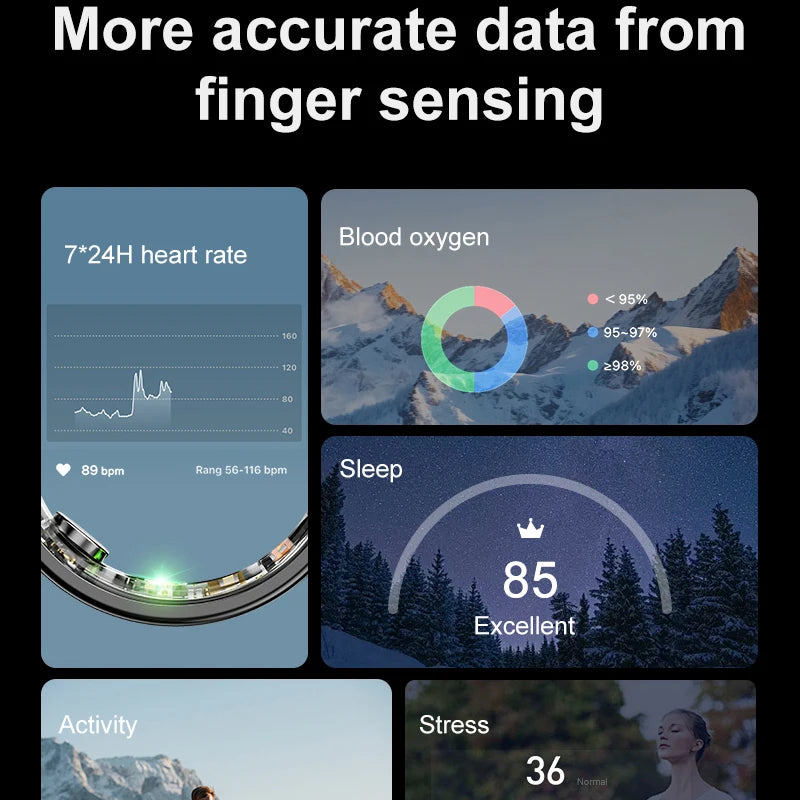 Sports Fitness Ring - Heart Rate, Blood Oxygen & Sleep Tracker