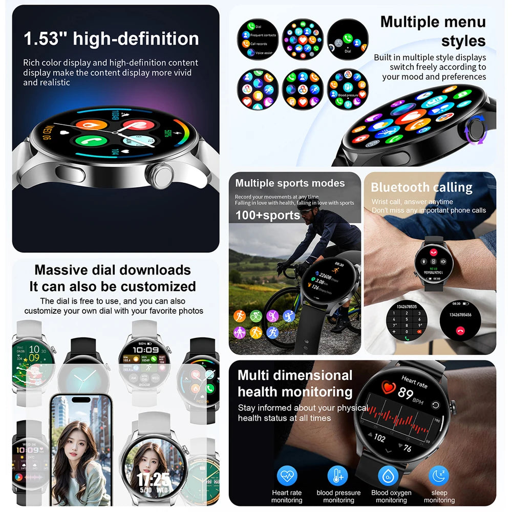 Men's Smartwatch - Heart Rate Monitor, Fitness Tracker & Bluetooth Calling